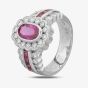 Second Hand Platinum 1.50ct Ruby & 0.75ct Diamond Flower Cluster Ring 4335014
