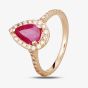 Second Hand 14ct Rose Gold 1.30ct Pear Shaped Ruby & 0.40ct Diamond Cluster Ring 4335019
