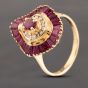Second Hand 18ct Yellow Gold 0.75ct Ruby & 0.11ct Diamond Ballerina Cluster Ring 433502151587