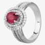 Second Hand 18ct White Gold 1.10ct Ruby & 0.60ct Diamond Double Halo Ring 4335036
