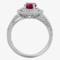 Second Hand 18ct White Gold 1.10ct Ruby & 0.60ct Diamond Double Halo Ring 4335036