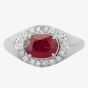 Second Hand Platinum 1.50ct Ruby & 0.20ct Diamond Cluster Ring 4335039
