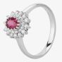 Second Hand 14ct White Gold 0.60ct Ruby & 0.30ct Diamond Cluster Ring 4335048