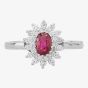 Second Hand 14ct White Gold 0.60ct Ruby & 0.30ct Diamond Cluster Ring 4335048