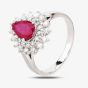 Second Hand 14ct White Gold Pear Shaped 1.00ct Ruby & 0.60ct Diamond Cluster Ring 4335055