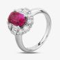 Second Hand Platinum Emerald Cut 2.90ct Ruby & 1.00ct Diamond Cluster Ring 4335067