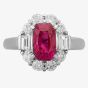 Second Hand Platinum Emerald Cut 2.90ct Ruby & 1.00ct Diamond Cluster Ring 4335067