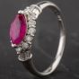 Second Hand Platinum Marquise Ruby and Diamond Cluster Ring 4335071