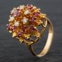 Second Hand 9ct Yellow Gold 0.30ct Brilliant Cut 1.00ct Ruby Tiered Cluster Ring 4335083