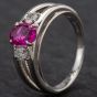 Second Hand Platinum 1.01ct Ruby & 0.25ct Diamond Three Stone Ring 4335098