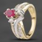 Second Hand 14ct Two Colour Gold Ruby & 0.35ct Diamond Dress Ring 43351002