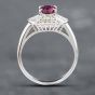 Second Hand Platinum 0.96ct Oval Cut Ruby & 0.46ct Diamond Cluster Ring 43351003
