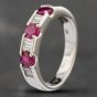 Second Hand Platinum 0.94ct Ruby & 0.18ct Baguette Cut Diamond Half Eternity Ring 43351010