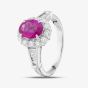 Second Hand Platinum Certificated 1.51ct Oval Cut Ruby & 0.67ct Brilliant Cut Diamond Cluster Ring 43351023