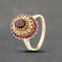 Second Hand 9ct Yellow Gold Ruby & 0.16ct Diamond Oval Three Tier Cluster Ring 43351033