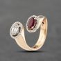 Second Hand 18ct Rose Gold Ruby & 0.43ct Diamond Double Cluster Ring 43351036