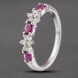 Second Hand Platinum Ruby & 0.13ct Brilliant Cut Diamond Half Eternity Ring 43351038