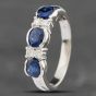 Second Hand Platinum 1.60ct Oval Cut Sapphire & 0.15ct Brilliant Cut Diamond Seven Stone Ring 43351039