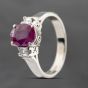 Second Hand Platinum 0.95ct Ruby & 0.18ct Diamond Three Stone Ring 43351040