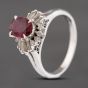 Second Hand Platinum 0.98ct Ruby & 0.30ct Diamond Oval Cluster Ring 43351048