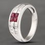 Second Hand Platinum 0.71ct Ruby & 0.71ct Baguette Cut Diamond Two Row Ring 43351049