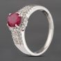 Second Hand Platinum 1.40ct Ruby & 0.37ct Brilliant Cut Diamond Oval Cluster Ring 43351050