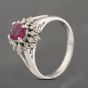 Second Hand Platinum 0.81ct Ruby & 0.26ct Brilliant Cut Diamond Oval Cluster Ring 43351054