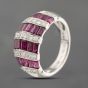Second Hand Platinum 2.65ct Ruby & 0.36ct Diamond Multi Row Dress Ring 43351057