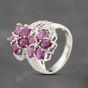 Second Hand 18ct White Gold 2.84ct Ruby & 0.28ct Diamond Double Flower Cluster Ring 43351065