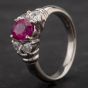 Second Hand Platinum 1.03ct Ruby & 0.33ct Diamond Five Stone Ring 4335110