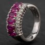 Second Hand 14ct White Gold 3 Row 1.81ct Ruby & 0.35ct Diamond Ring 4335113
