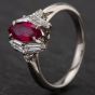 Second Hand Platinum Marquise Cut 0.93ct Ruby & Diamond Ring 4335115