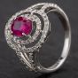 Second Hand 18ct White Gold 2 Row 1.29ct Ruby & 0.79ct Diamond Ring 4335116