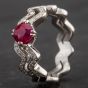 Second Hand 18ct White Gold Wave Set 1.45ct Ruby & 0.49ct Diamond Dress Ring 4335128