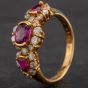 Second Hand 18ct Yellow Gold 0.92ct Ruby & Multi-Cut 0.70ct Diamond Cluster Ring 4335136