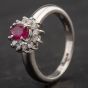 Second Hand Platinum 0.51ct Ruby & 0.24ct Diamond Cluster Ring 4335142