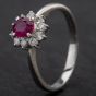 Second Hand Platinum Diamond Ruby Cluster Ring 4335143