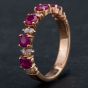 Second Hand 14ct Rose Gold Ruby Brilliant Diamond Half Eternity Ring 4335144