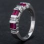 Second Hand 14ct White Gold Ruby Brilliant Diamond Half Eternity Ring 4335146