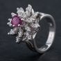 Second Hand 14ct White Gold Ruby Brilliant Diamond Cluster Ring 4335150