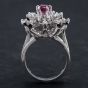 Second Hand 14ct White Gold Ruby Brilliant Diamond Cluster Ring 4335150