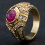 Second Hand 18ct Yellow Gold Ruby Emerald Diamond Dress Ring 4335152