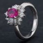 Second Hand Platinum 0.93ct Ruby & Multi-Cut 0.48ct Diamond Cluster Ring 4335155