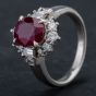 Second Hand Platinum 0.91ct Ruby & 2.62ct Brilliant Diamond Cluster Ring 4335160