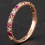 Second Hand 14ct Rose Gold 0.36ct Ruby & Brilliant Cut 0.24ct Diamond Half Eternity Ring 4335169