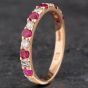 Second Hand 9ct Rose Gold 0.50ct Ruby & 0.36ct Diamond Half Eternity Ring 4335170
