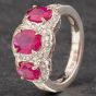 Second Hand 14ct White Gold 3.40ct Ruby & 0.44ct Diamond Cluster Ring 4335171