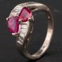 Second Hand 14ct White Gold Pear Cut 1.90ct Ruby & 0.45ct Diamond Crossover Ring 4335172