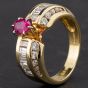 Second Hand 14ct Yellow Gold Ruby and Diamond Dress Ring 4335184