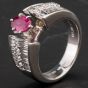 Second Hand Platinum Oval Ruby & Diamond Set Shoulders Ring 4335200